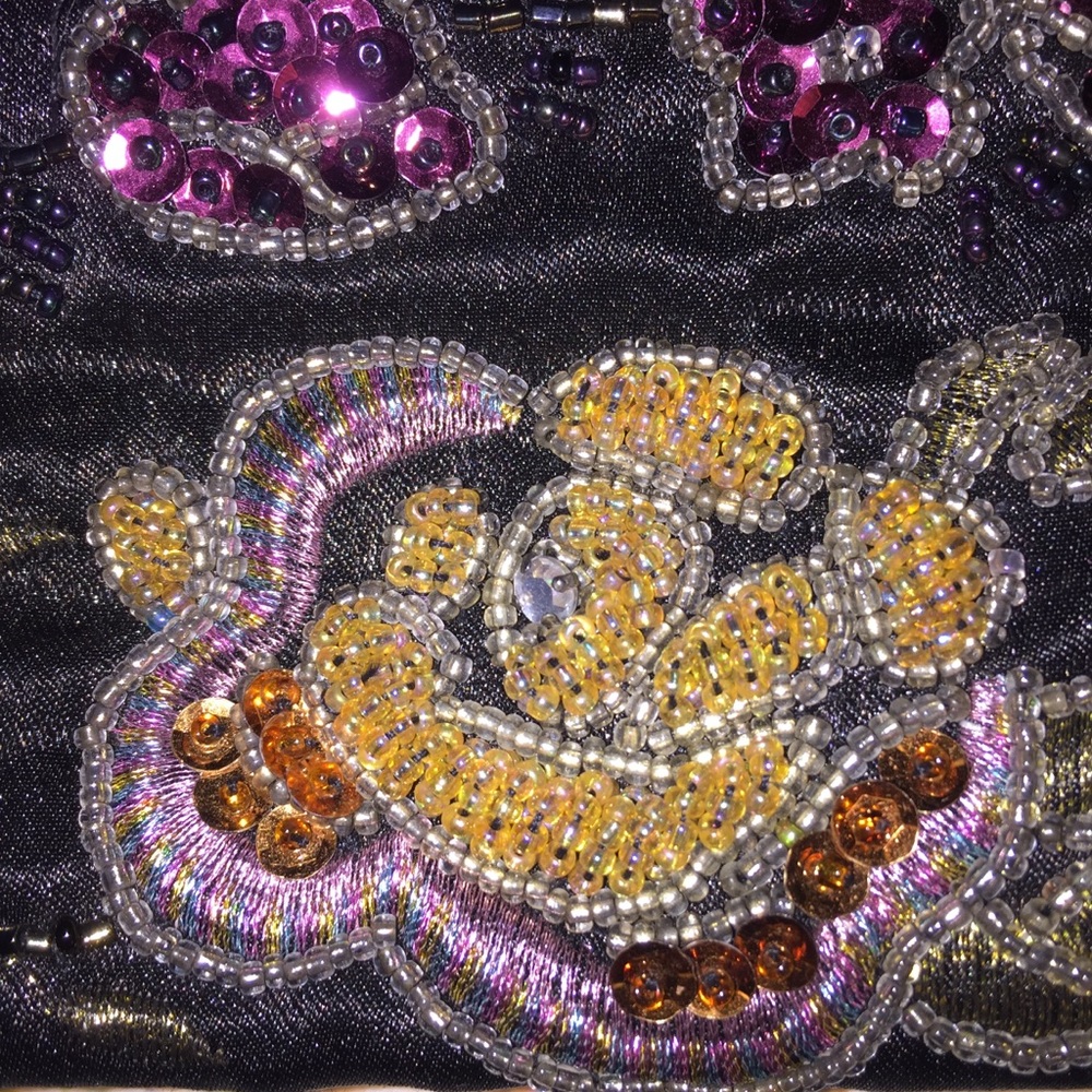 Vintage floral black evening bag